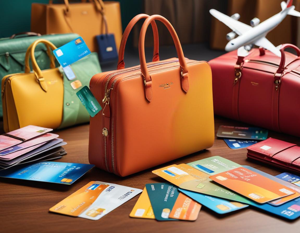 ภาพมุมมองจากด้านบนของบัตรเครดิตหลายประเภทบนโต๊ะไม้