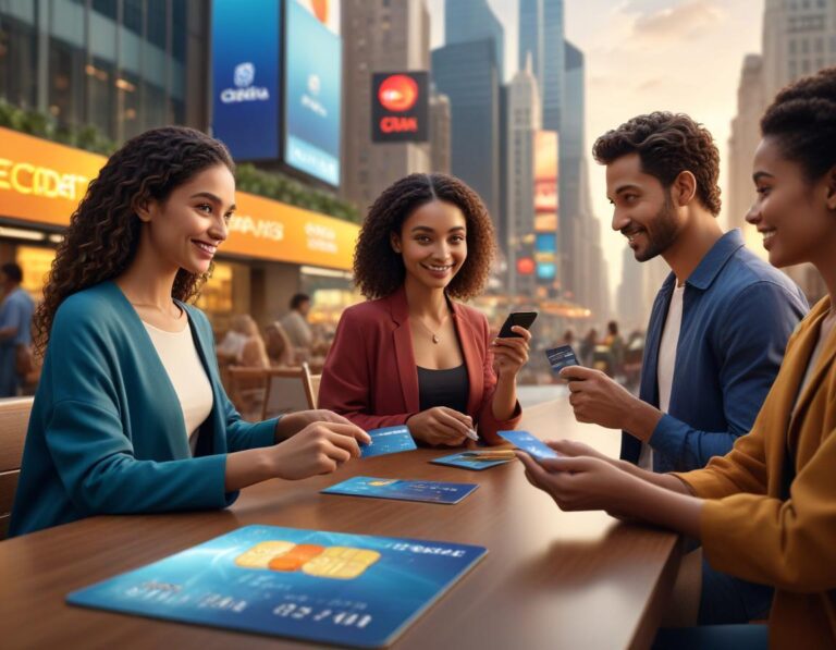 ภาพแสดงประเภทต่าง ๆ ของบัตรเครดิตและการใช้งานทางการเงินที่เกี่ยวข้อง