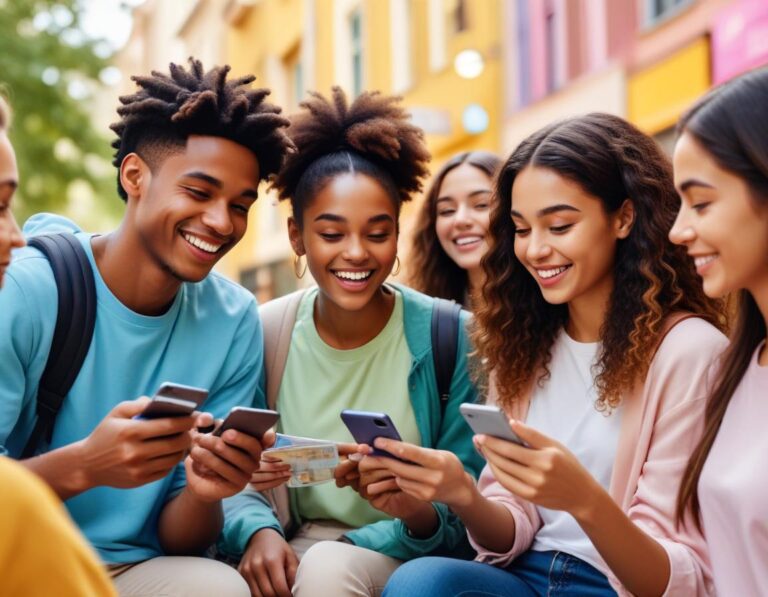 นักเรียนถือบัตรเครดิตและสมาร์ทโฟน มอนิเตอร์เงินคืนผ่านแอปธนาคาร