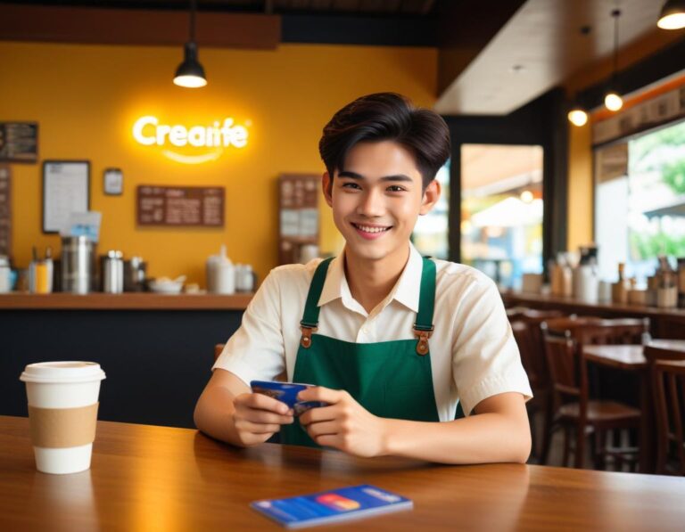 กลุ่มนักเรียนหลากหลายแสดงบัตรเครดิตโดยไม่มีคนค้ำและคะแนนสะสม