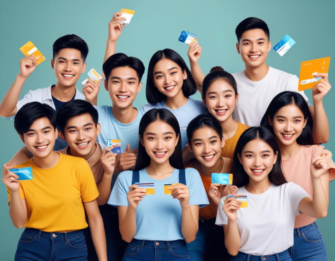 กลุ่ม นักเรียน ที่ หลากหลาย ถือ บัตรเครดิต โดย ไม่ ต้อง มี ผู้ ค้ำ และ คะแนนสะสม