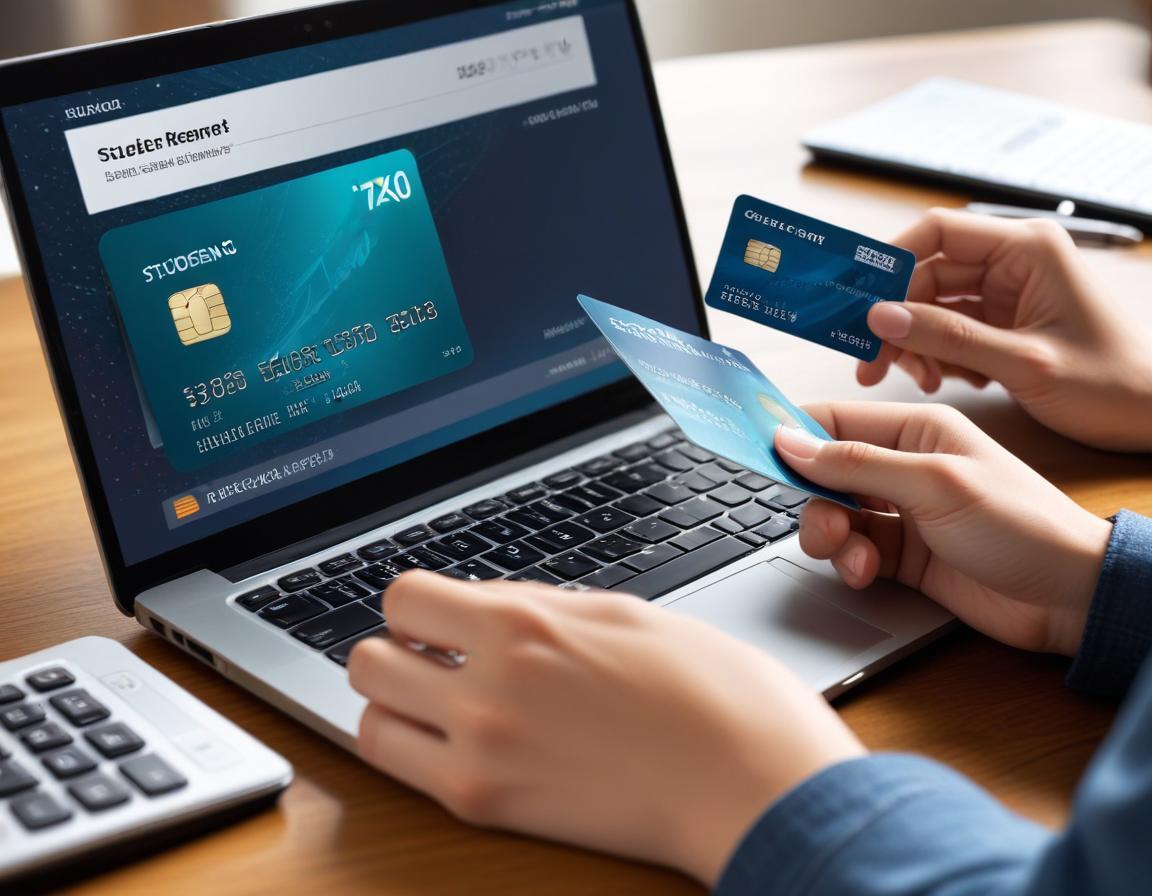 นักเรียน ถือ บัตรเครดิต แสดง ค่าใช้จ่าย และ วงเงิน สูง ที่ สามารถ ใช้งาน