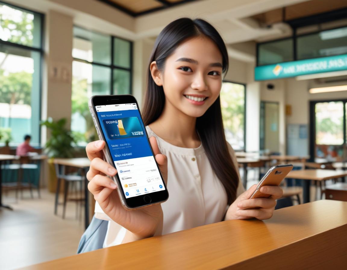 อินเทอร์เฟซ สมาร์ทโฟน แสดง บัตรเครดิต นักเรียน พร้อม ข้อเสนอ ฟรีค่าธรรมเนียม ใช้ กับ แอป ธนาคาร